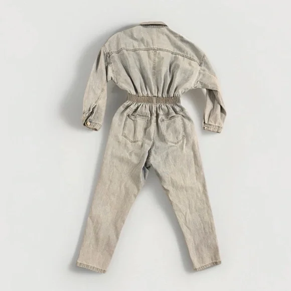 Women's Stylish Denim Jumpsuit Size Large Long Sleeve - Picture 3 of 4